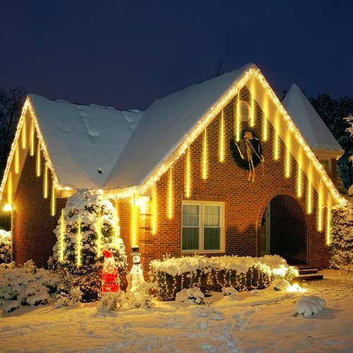 Christmas Meteor Shower Lights, USB Powered 12 Inch 8 Tubes Outdoor Falling Rain Drop Snowfall Icicle Light for Xmas Holiday Tree Garden Decor