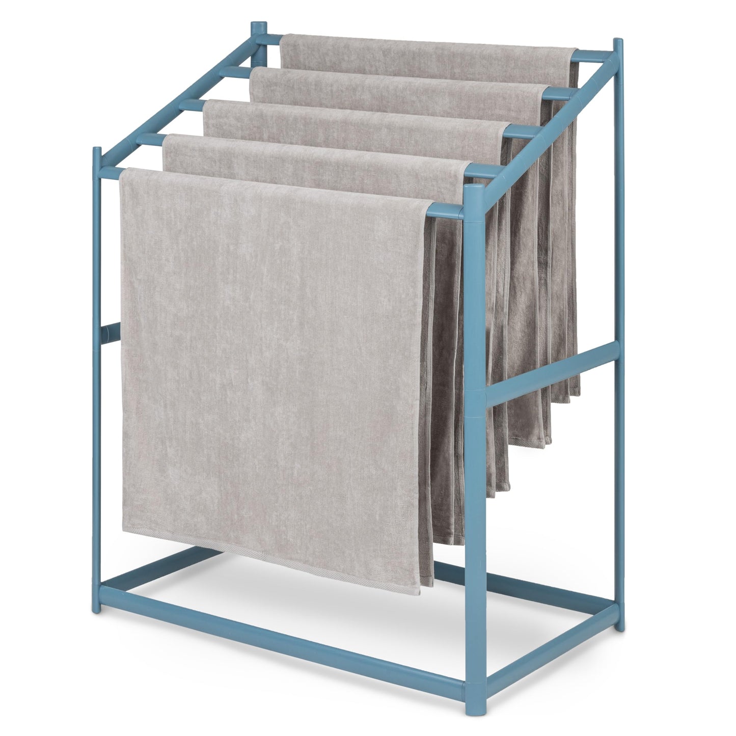 Coast Modern Pool Towel Rack – 5 Beach Towel PVC Drying Rack for Outdoor & Indoor Use - Stone Blue
