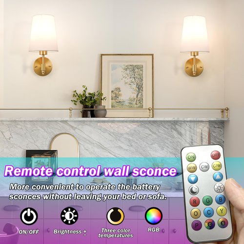 slywise Battery Operated Wall Sconce: Gold Wireless Wall Lights with Magnetic LED Battery Bulb, Easy to Eject Charge, Renter Friendly Wall Lamp for Bedroom Living Room Wall Decor