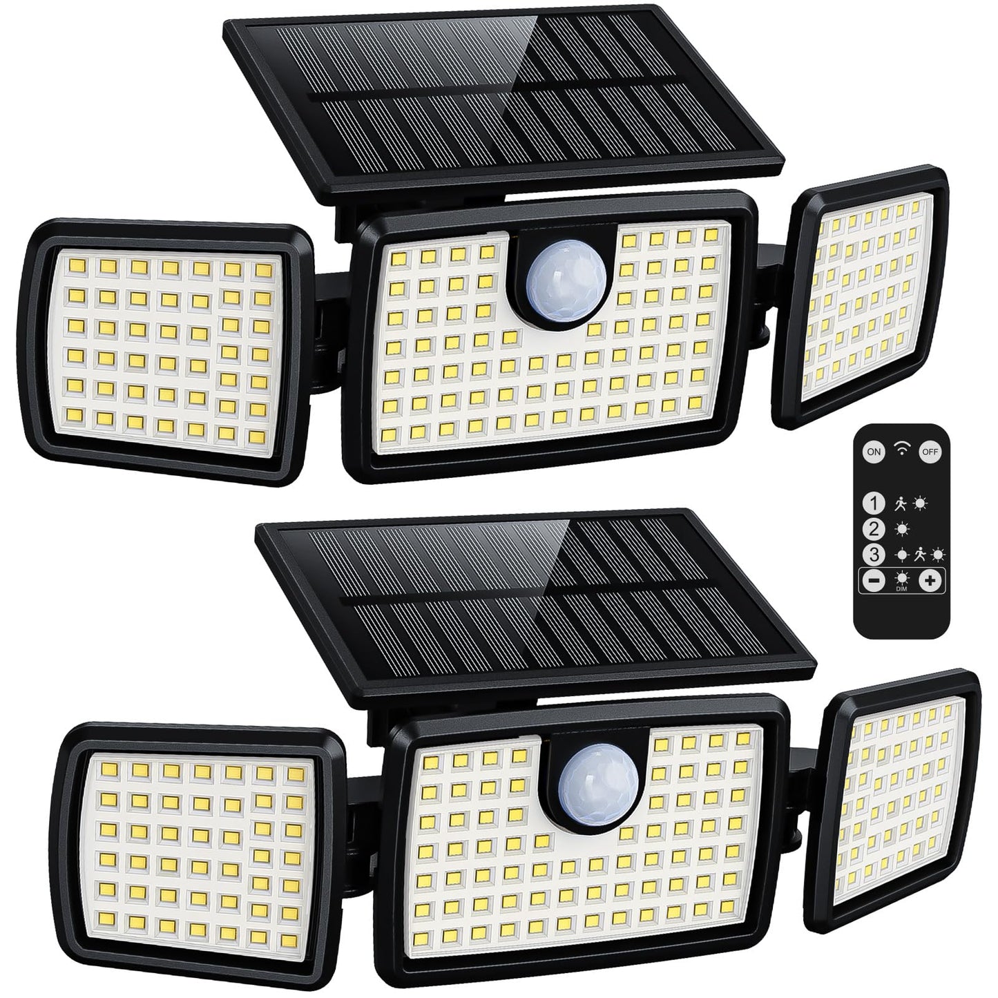 MIHANI Solar Lights Outdoor, Quick Charge Solar Motion Deck Lights Outdoor for Deck with High Brightness, Larger Built-in Tempered Glass Panel, Sensitive PIR Motion Inductor (Remote,2 Pack)