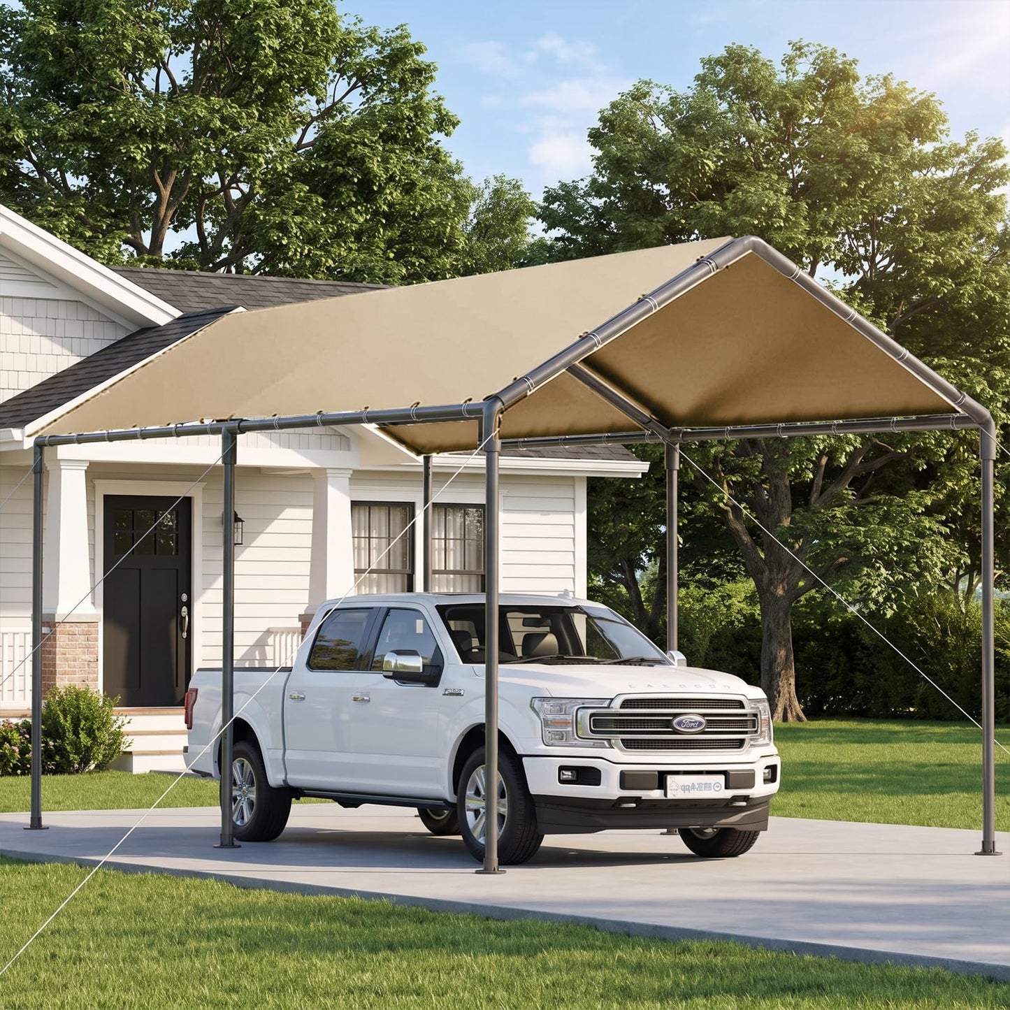 Outdoor Heavy Duty Carport 10'x20' Storage Shed Portable Garage Boat Shelter Party Tent Waterproof & UV Galvanized Protected Tarp