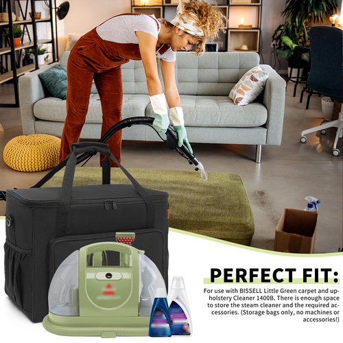 TORIBIO Storage Carry Bag Compatible with Bissell Carpet and Upholstery Cleaner 1400B/3353/74R7, Organizer/Case for Bissell Little Green with Extra Pockets for Accessories