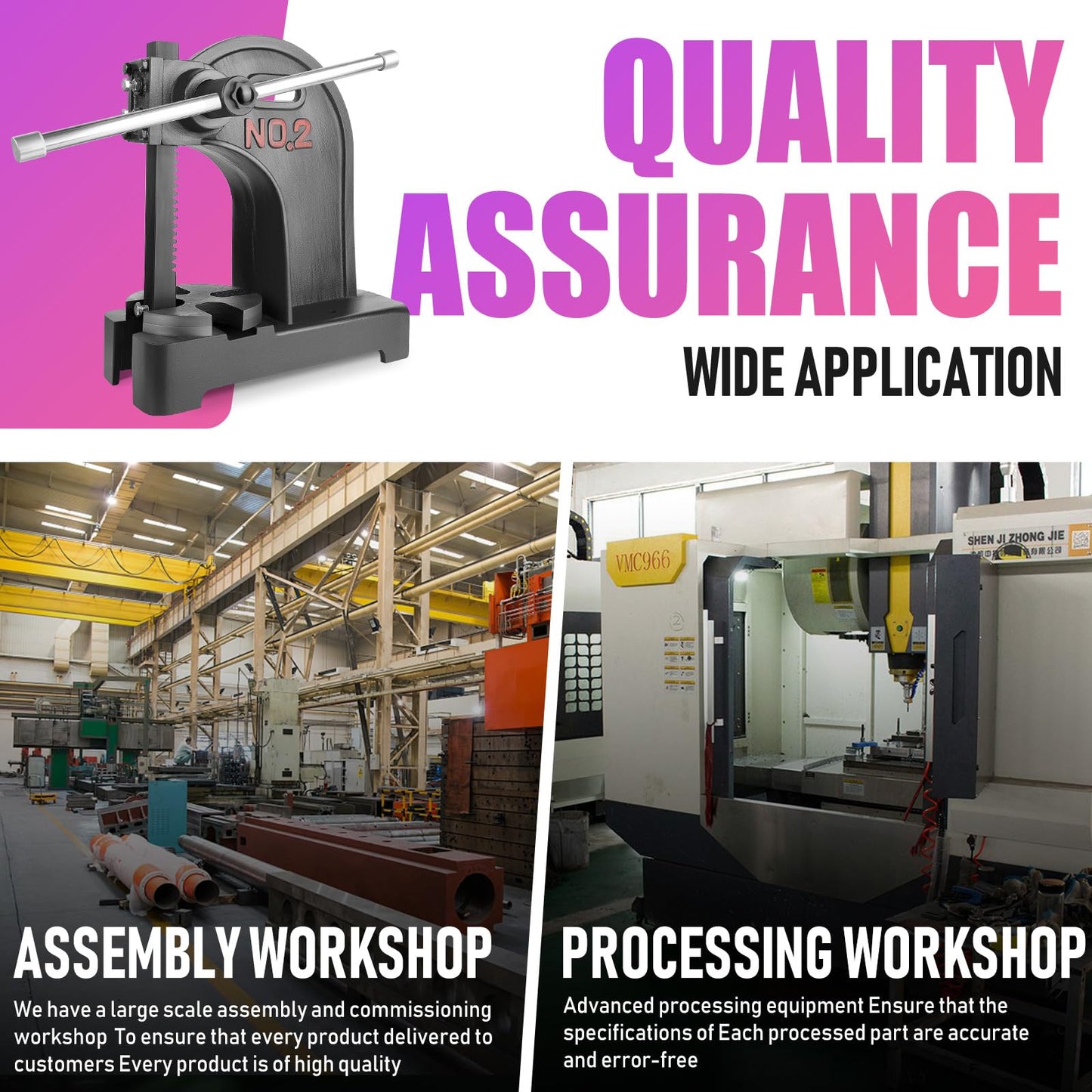 2 Ton Black Arbor Press‌, ‌Manual Arbor Presses‌ With 8.5" Height & 57.3 Lbs, Cast Iron ‌Manual Desktop Arbor Press‌ For Stamping/Bending