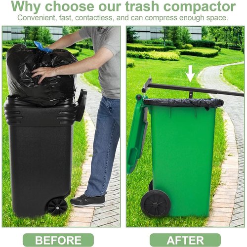 Generic Wastemate Bin Compactor, Black Iron Manual Freestanding Trash Compactor for 120/660 Litre Wheelie Bins, Reduces Volume by Up to 75%