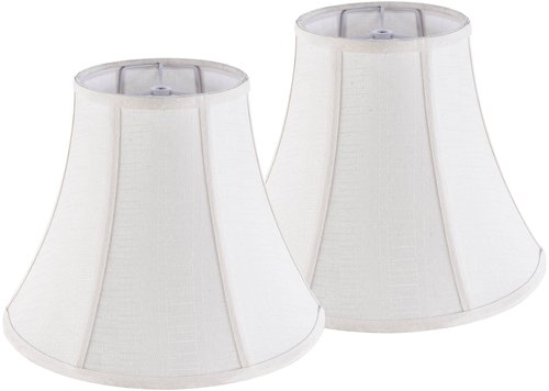 Creme White Bell Lamp Shades Set of 2 Medium Shade 6.7``Top x 13``Bottom x 10``High(Spider) Traditional Lampshade for Table & Bedside Lamp - Replacement Lampshades By JERHOUS