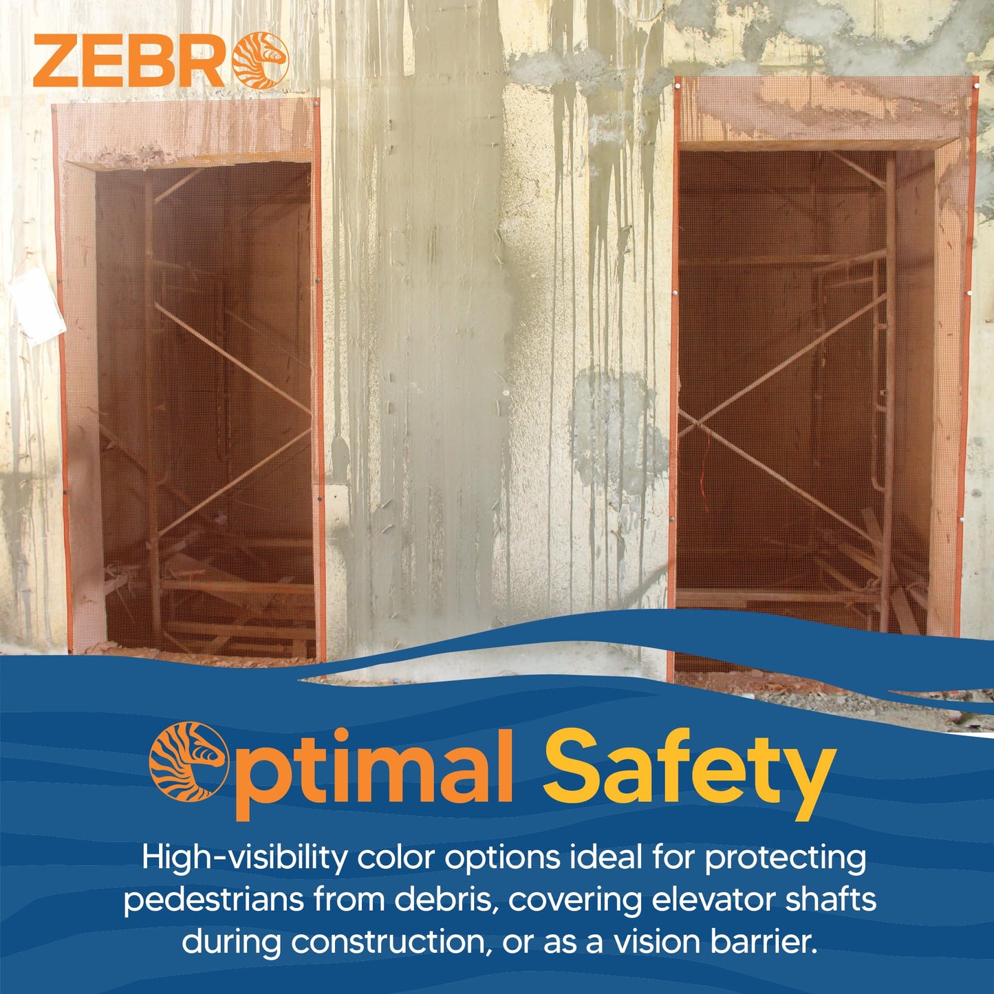 Fire Retardant Debris Safety Netting (4' x 150' - Orange) - High Visibility Construction & Scaffolding & Railing & Elevator Netting for Enhanced Safety - Construction Fencing