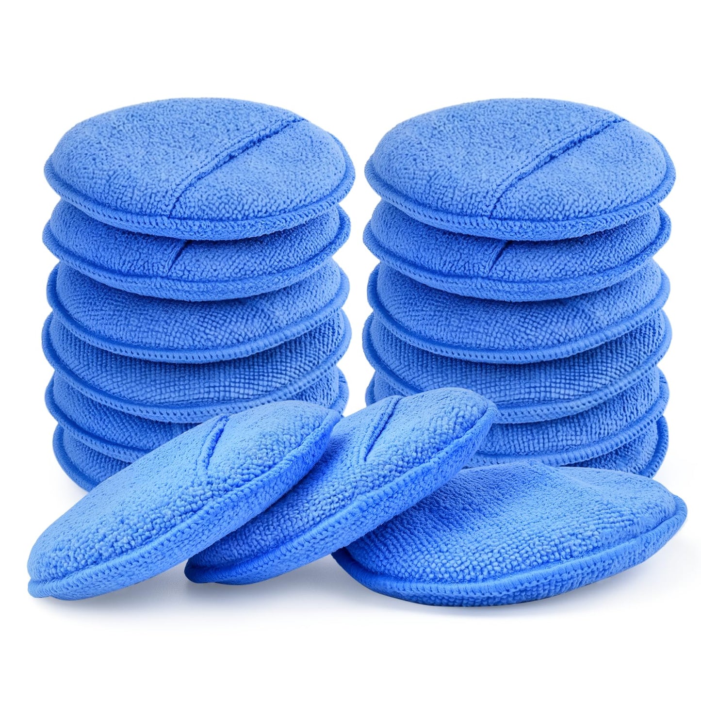 SZTCECDM Microfiber Wax Applicator Pads, Car Wax Applicator with Finger Pocket, Buffing & Detail Polishing Foam Pads for Car Cleaning and Fine Polishing (5 inch, 12 Pack)