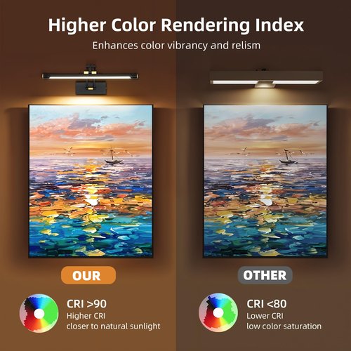 16“ Picture Lights for Wall Battery Operated, Wireless Picture Light with Remote, Rechargeable Wall Light 3000K/4000K/6000K Dimmable, Art Lighting for Paintings Frame Gallery Dartboard, Black Gold