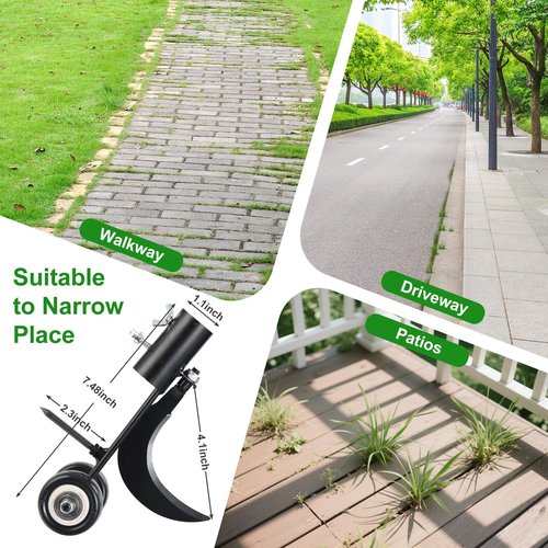 ETICSIPA Crack Weeder Tool with Wheels 5.5FT Metal Crevice Weeding Tool with Adjustable Long Handle Saves Back & Knee Manual Weed Remover for Paver Deck Patio Driveway Sidewalk Garden
