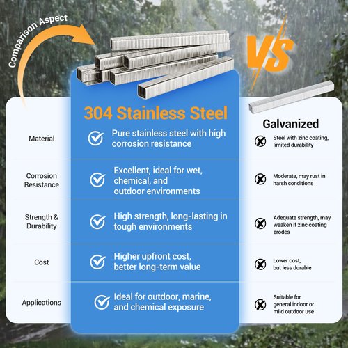 meite T50 Stainless Steel Staples Marine, 5/16 Inch Heavy Duty Staples for Staple Gun - 1512 Counts, 20 Gauge 3/8 Inch Crown T50 Upholstery Staple for Salt Water, Marine Applications