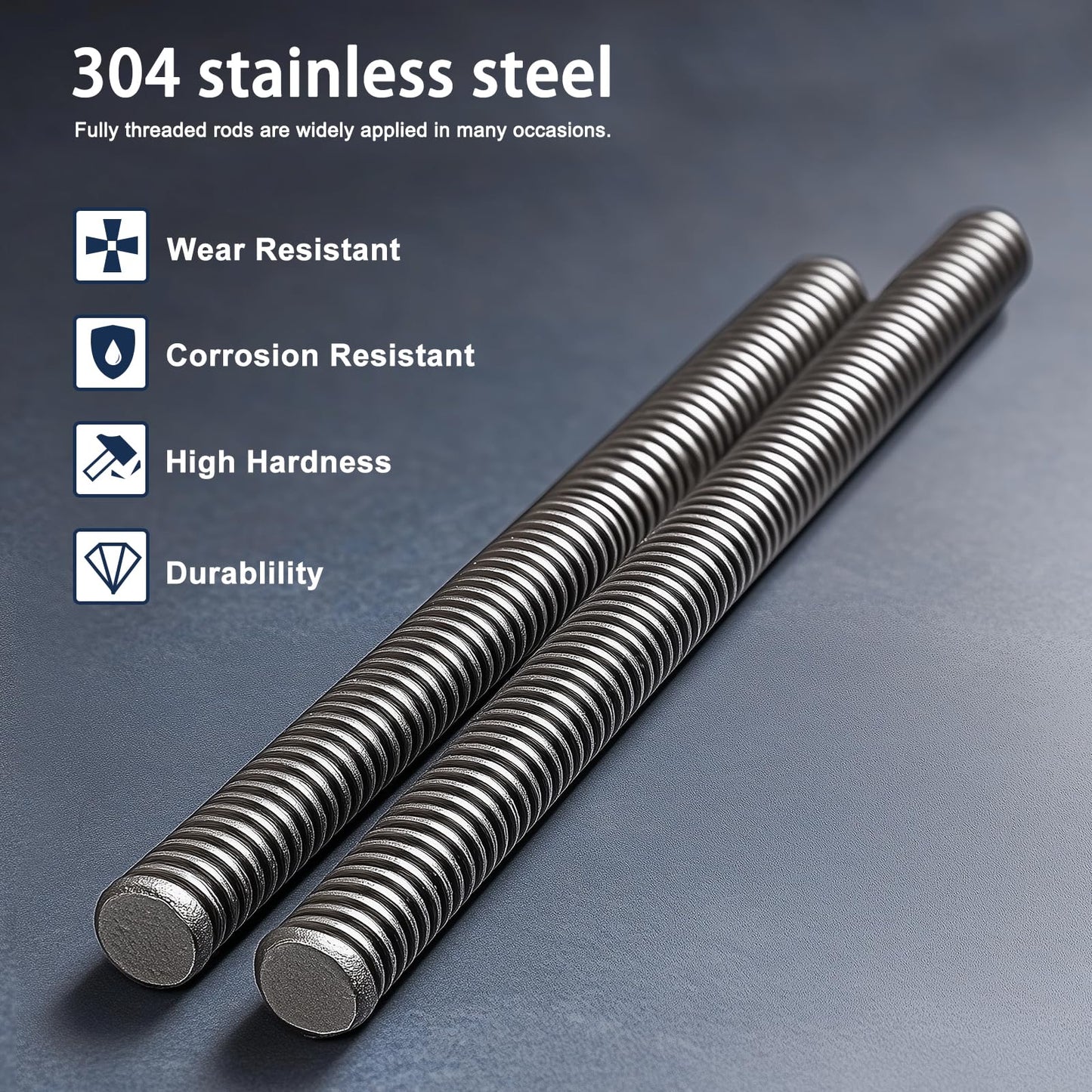HiPicco 1/4"-20 Fully All Threaded Rod & Studs, 30mm/1.18" Length, 304 Stainless Steel Right Hand Thread Screw for Furniture Mounting Assembly Fastening 12 Pack