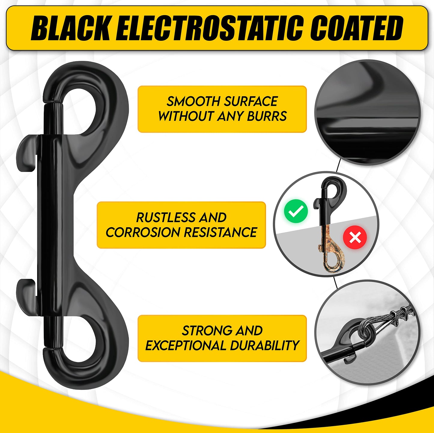 [Extra Durable] 4.7” Double Ended Bolt Snaps Hooks 220LBS Weight Capacity, Heavy-Duty & Rust-Resistant Zinc Alloy Double Sided Clips, Best for Dog Leashes, Awnings, Sports Equipment, Boating (2 Pack)