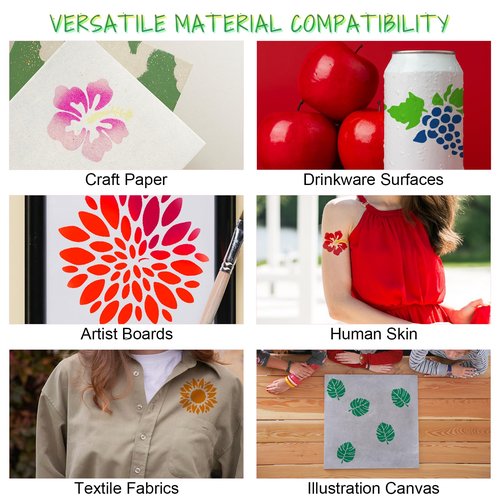 36 Pcs Flower Stencil for Painting, 3 Inch Small Stencils for Crafts, Reusable Paint Template for Wall, Butterfly & Bird Stencil for Painting Home Decor Art Projects