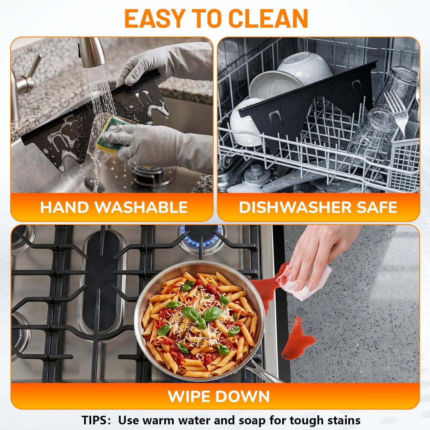 Stainless Steel Stove Gap Covers,Stove Gap Filler, Range Trim Kit, Stove Gap Guards, Heat Resistant and Easy to Clean, Easy retractable Length 13.8" to 27.5", Width 0.79",Black(2PCS)