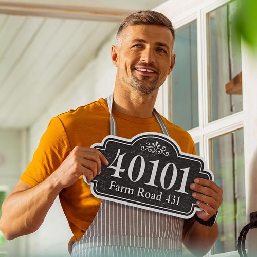 Custom House Address Sign for Outside, Personalized Address Plaque Outdoor, Used for Home,Street, House (Black/Silver)