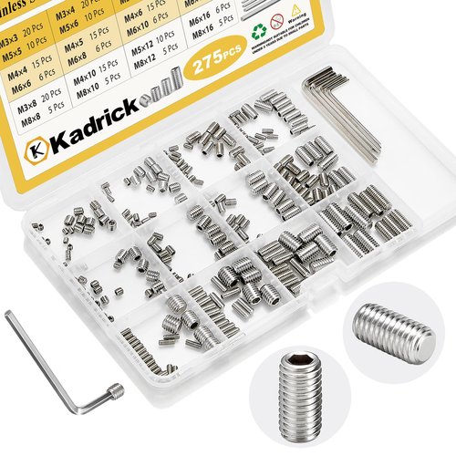 Kadrick 304 Stainless Steel Screws, 275 Pcs Metric Set Screws M3-M8, 3mm-16mm Lengths