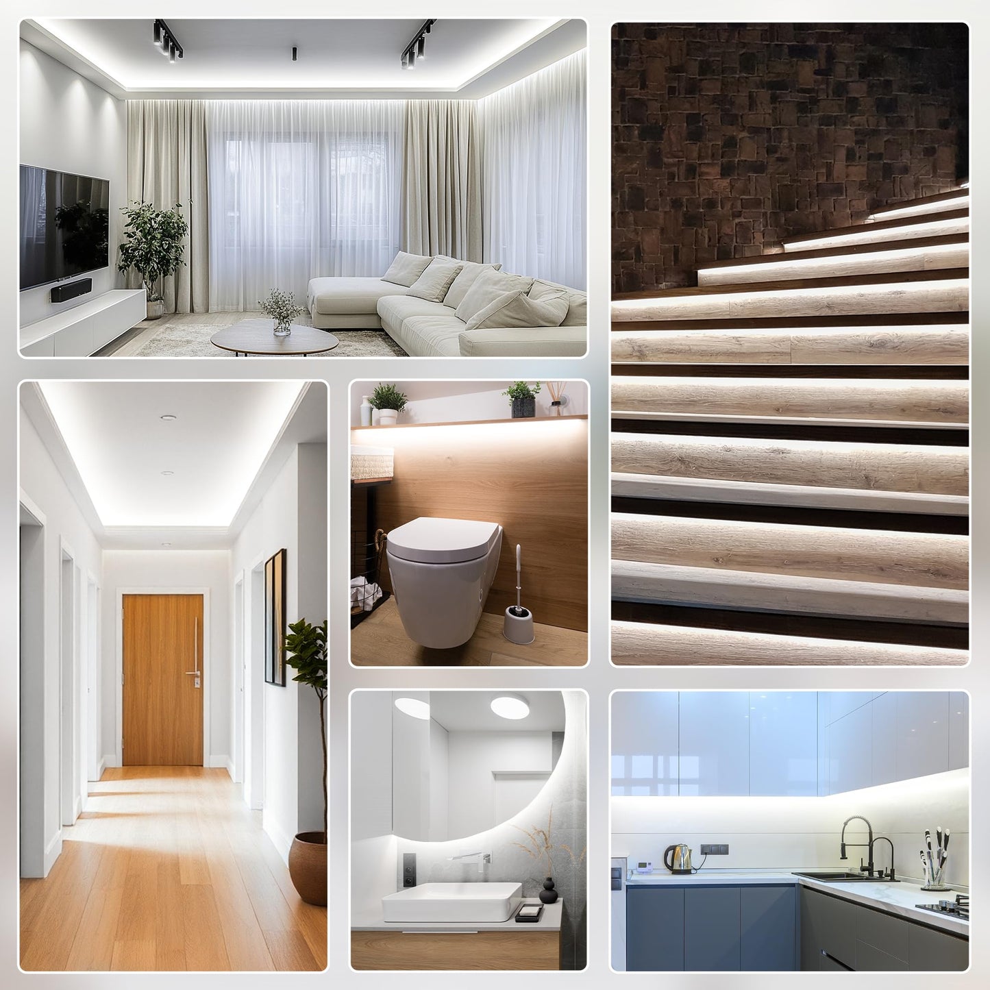 6M Neon LED Contains Removed Neon Lights Strip Adjustable Flexible Lights for Room Decoration(Cold White)