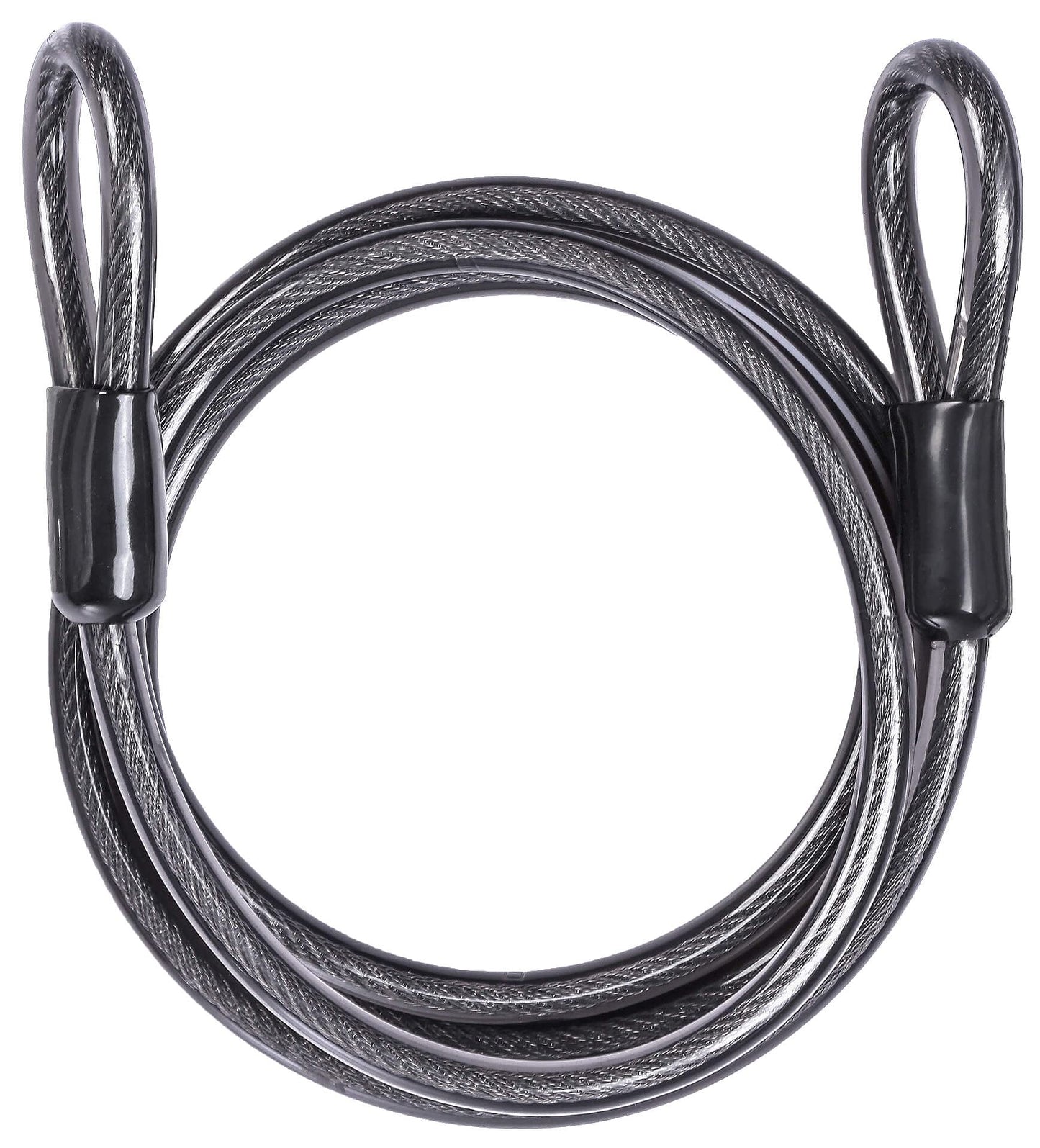 DELSWIN Security Steel Cable with Loops - 3/8 inch (10 mm) Thick (6' or 15') Heavy Duty Bike Lock Cable Vinyl Coated Braided Cables for U-Lock and Padlock