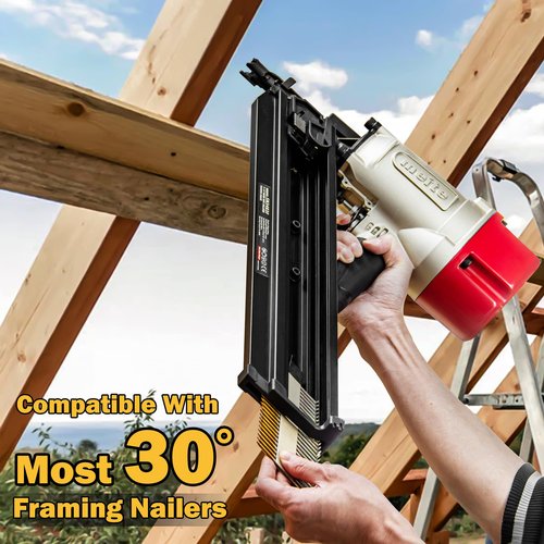 meite 30 Degree Framing Nails 2-Inch x .113 Inch, Ring Shank, Galvanized Coated, Paper Tape Collated, Offset Round Head Framing Nails for 30-34 Degree Framing Nailers (1,000 Counts)