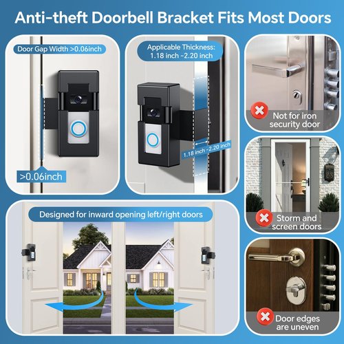 Anti-Theft Doorbell Door Mount，Not Block Doorbell Motion Sensor for Houses, Apartments, Rentals