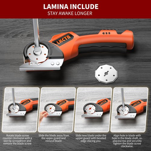 LKCTB Cardboard Cutter, Electric Scissors, 2600mAh Battery, High Efficiency Brushless Motor, with LED Light, Tungsten Steel Blade, Suitable for Cloth, Cardboard, Leather, Carpet. Orange