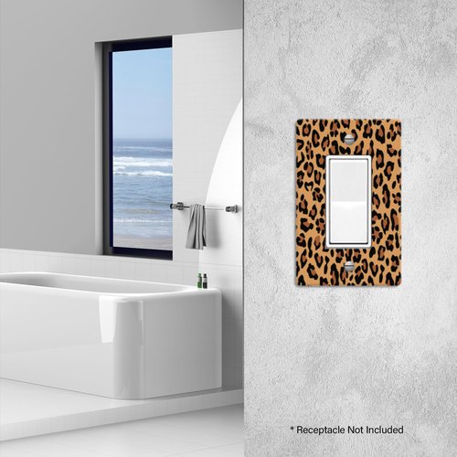 1 Gang Rocker Wallplates，Brown-Black Leopard Spot Decor Switch Plate Covers Outlet Wall Plate Decorative for Bedroom Kitchen Home