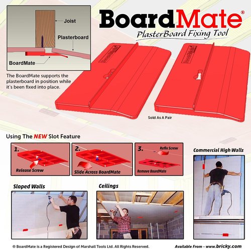 BoardMate - Drywall Fitting Tool, Supports The Board in Place While Installing (1 Set - 2 BoardMates)