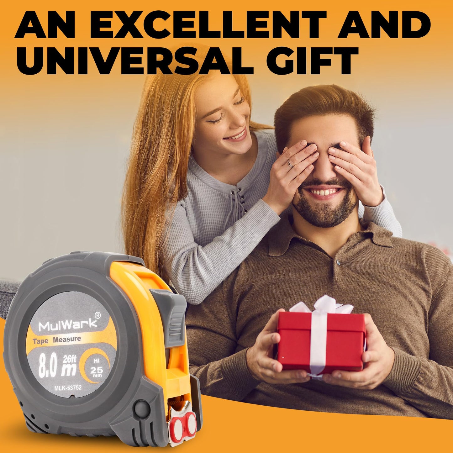 MulWark 26ft Measuring Tape Measure by Imperial Inch Metric Scale with Both-Side Metal Blade,Magnetic Tip Hook and Shock Absorbent Case-for Construction,Contractor,Carpenter,Architect,Woodworking