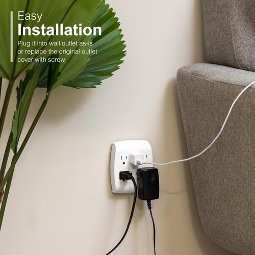 GE 6-Outlet Extender Wall Tap, Grounded Adapter, Outlet Splitter, Charging Station, 3-Prong, Secure Install, ETL Listed, White, 54947