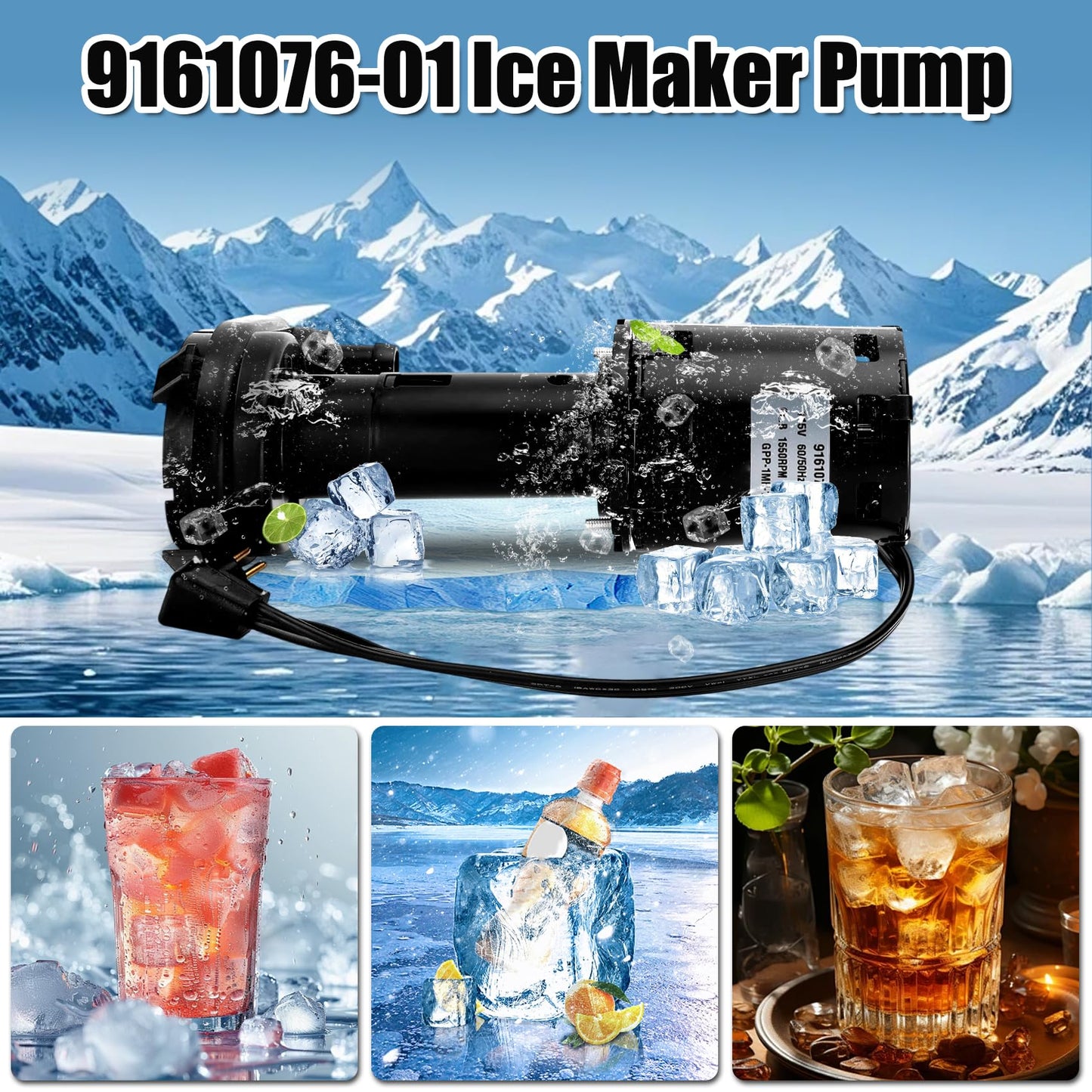 9161076-01 Ice Machine Pump Motor Compatible with Ice O Matic 120V C20, C30, C40, C50, C60 and More,Replace 803338 etc