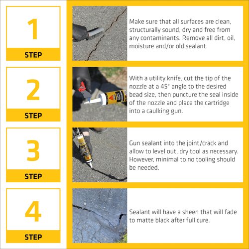 SIKA Sikaflex-410 Asphalt Sealant, Black, Self-Leveling Hybrid Sealant for Filling Cracks in Asphalt Driveways, Roadways, and Pavements - 9 fl. oz. Cartridge, Fills Cracks up to 1.5 in. Wide