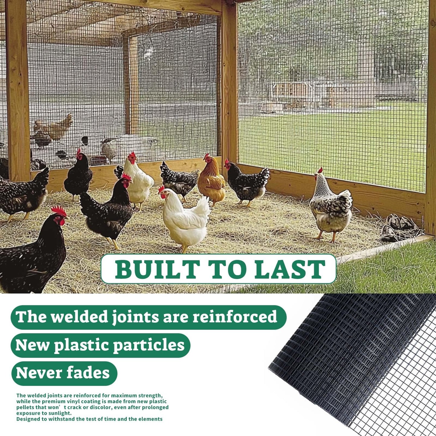 SEBOSS Black Hardware Cloth 1/2 inch 48 x 100 Ft 19-Gauge, Vinyl Coated Wire Mesh Roll, Chicken Wire Fencing, Garden Fencing, Welded Wire Fence Roll, Wire Mesh Fencing