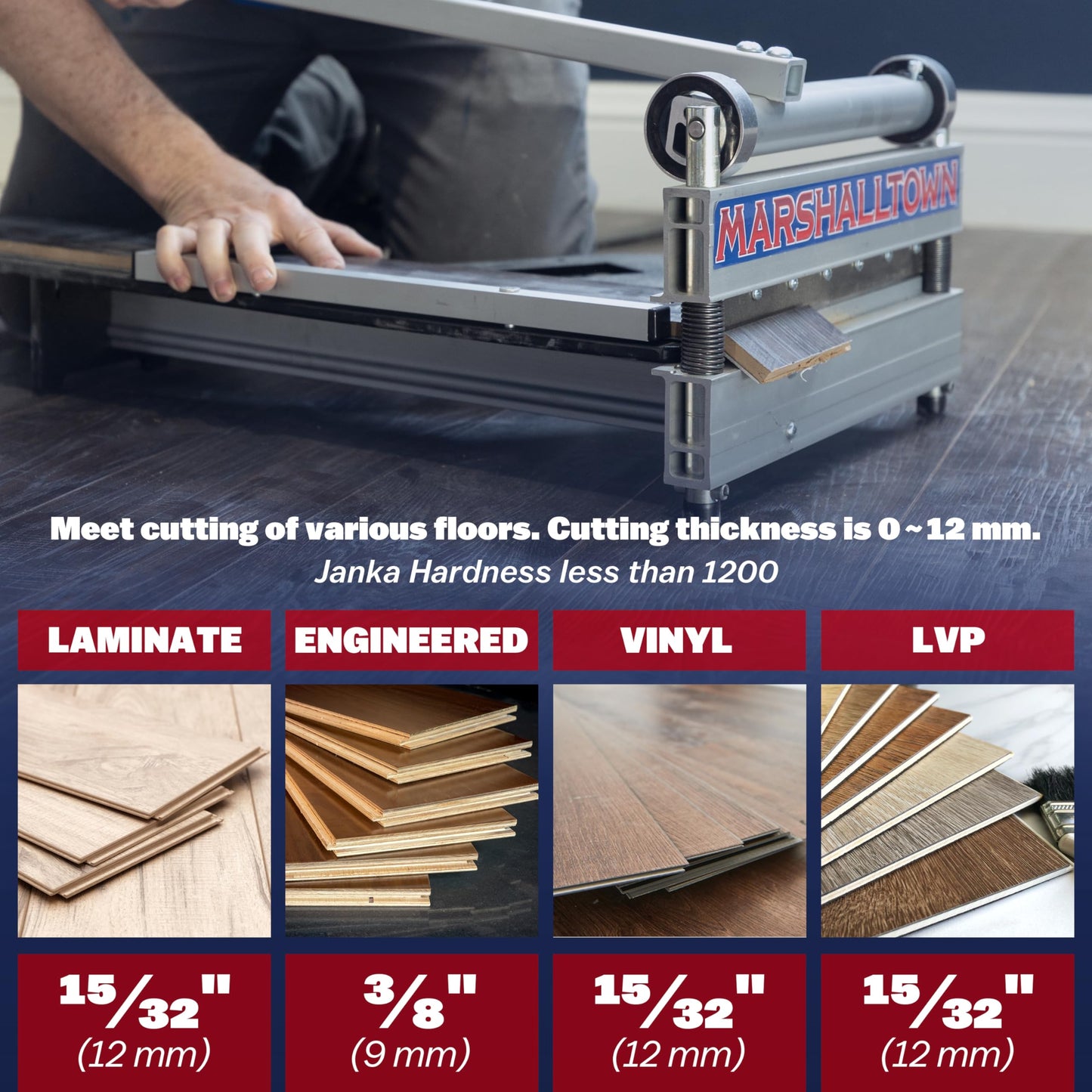 MARSHALLTOWN Ultra-Lite Flooring Cutter 13", Made in the USA, Cuts Vinyl Plank, Laminate, Engineered Hardwood, Siding, and More - Honing Stone Included
