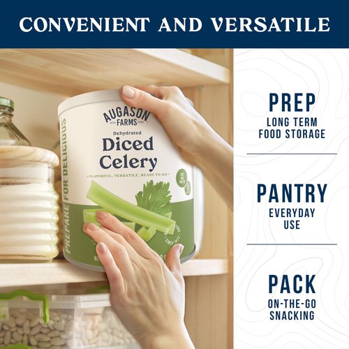 Augason Farms Dehydrated Cross Cut Celery Can, Emergency Food Supply, Everyday Meals, 36 Servings
