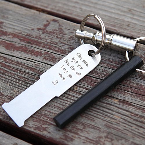 FERROFIRE Quick Release Keychain Ferro Rod Starter with 2.5 Inch Long Ferrocerium Rod and Superb Striker Flint and Steel for EDC Camping Emergency Survival BBQ (Pack of 2)