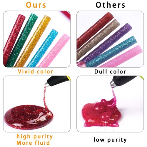 Gwybkq Mini Glitter Hot Glue Sticks 14 Colored for DIY Art Craft,4 inches 80 pcs