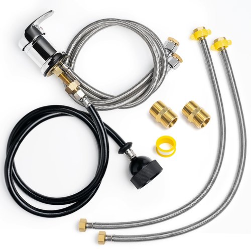 Professional Beauty Salon Shampoo Sink Bowl Faucet and Sprayer Kit with Vacuum Breaker and Flexible Spray Hose - Faucet Extended Set, Additional Hoses and Connectors