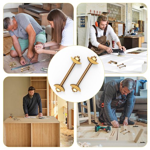 AIYOTAR Countertop Connector Bolts, M8x100mm Joint Fasteners, Furniture Fastening Kit, Drawbolt/Bed/Butcher Block Miter Draw Bolt Flip Connector, 6Pcs