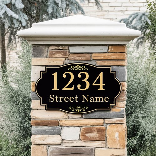 Custom House Numbers, Address Metal Sign - 12x7 Inch Indoor/Outdoor Reflective Option, Vintage Metal Wall Sign With Address Plaque, Rust-Free & Weatherproof Aluminum, Ideal Housewarming Gift