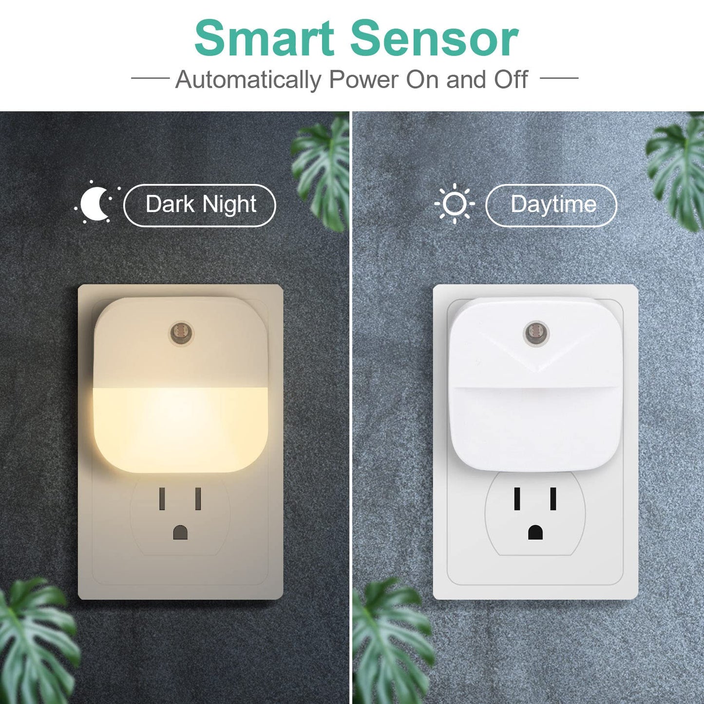 6 Pack Night Light Plug in, Warm White LED Nightlights with Smart Dusk to Dawn Sensor, Plug into Wall Nightlights Suitable for Bedroom, Bathroom, Hallway, Kitchen, Stairs, Kids, Adults, Kids Room