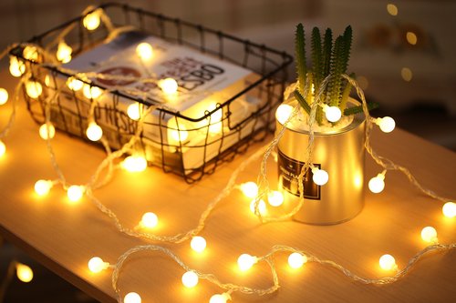 RaThun Globe String Lights 49 Feet 100 led,8 Modes Fairy Lights Plug in,Indoor Lights for Bedroom,Classroom,Outdoor Lights for Patio,Garden,Party,Wedding-Warm White