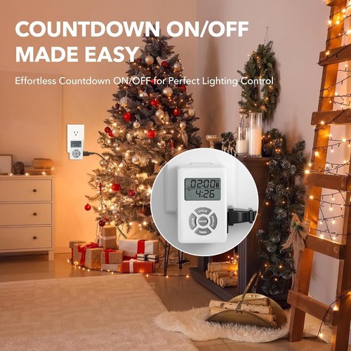 BN-LINK Digital Infinite Repeat Cycle Timer for Electrical Outlets Indoor,24 Hour Programmable Outlet Timers, Energy Saving 3 Prong Outlet with Countdown On/Off,125V/15A/1875W
