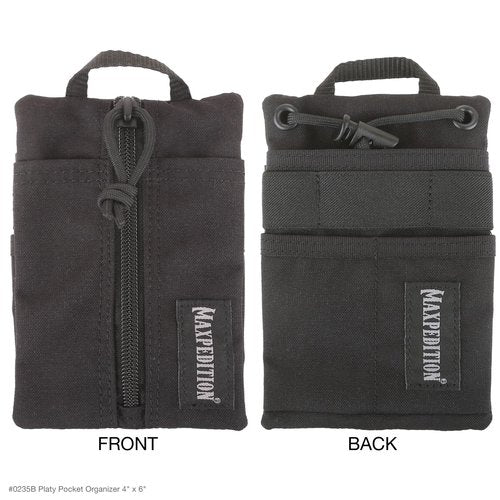 MAXPEDITION Platy Pocket Organizer 4” x 6” (Black) Durable EDC Tool Pouch for Men, Neck Wallet with Paracord Lanyard, Holds Flashlight, Multitool, Pen, Notebook, 0235B