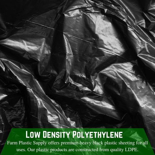 Farm Plastic Supply - Black Plastic Sheeting - 10 mil - (5' x 100') - Black Plastic Tarp, Polyethylene Vapor Barrier Sheeting, Painters Tarp
