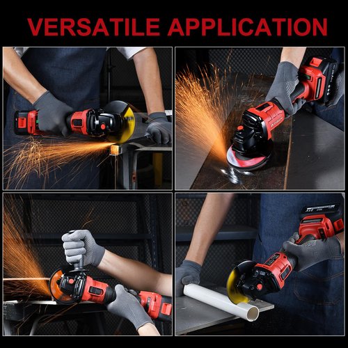 AOBEN Cordless Angle Grinder 4-1/2 inch, 21V Battery Grinder Tool, Power Electric Grinders, Brushless Motor, 2x4.0Ah Battery & Fast Charger, for Cutting, Griding, Polishing