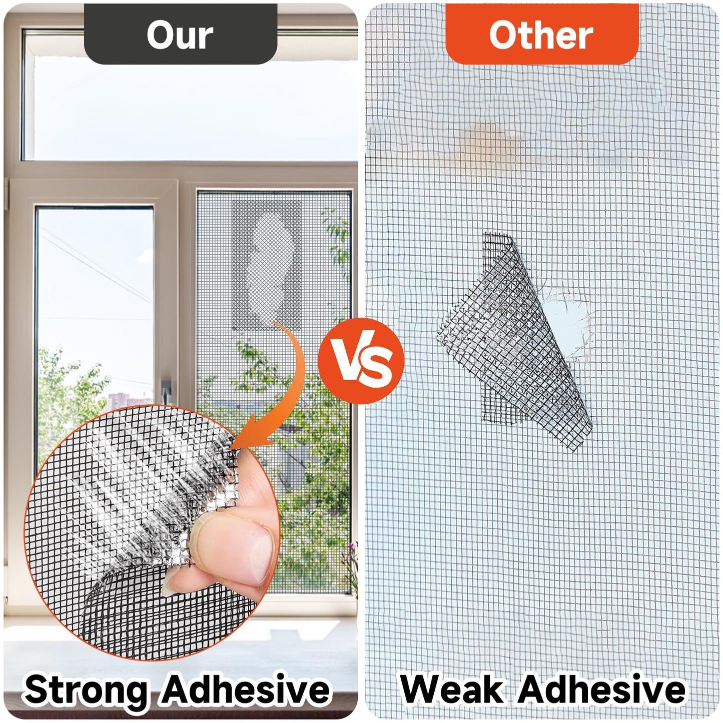 HOFUDON 4in X 20ft Window Screen Repair Tape Black - Heavy Duty 3-Layer Adhesive, Waterproof Fiberglass Mesh Patch Kit for Windows/Doors/Magnetic Screens