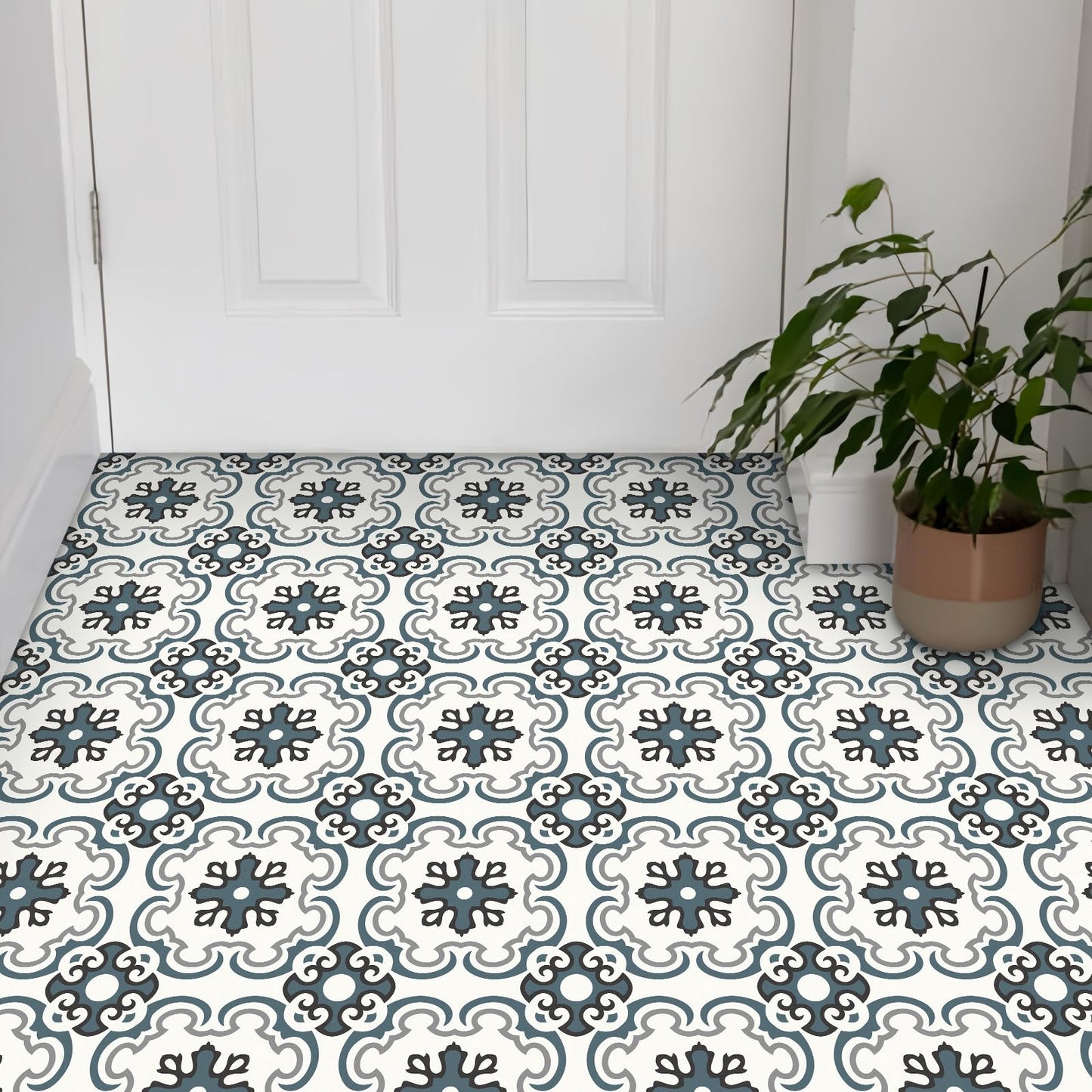 MORCART Peel and Stick Floor Tile - 20 PCS, 7.87" x 7.87" Vinyl Flooring - Waterproof Self-Adhesive Tile Sticker for Wall Backsplashes, Bathroom, Kitchen - Green & Grey Look