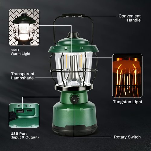LED Camping Lantern, Rechargeable Batteries Powered Lanterns 2500LM, Water Resistant Emergency Lantern for Power Outage, Hurricane, Hiking