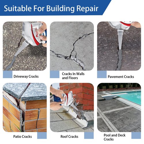 Concrete Crack Sealant, Premium Concrete Crack Filler, Weather-Resistant Caulking Glue,Quick-Drying & Waterproof Repair Adhesive for Slabs, Driveways, Sidewalks (2-Pack,2.19LB)