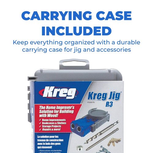 Kreg R3 Jr. Pocket-Hole Jig System - Portable Kreg Pocket-Hole Jig - Easy Clamping & Adjusting - Includes Positioning Sliders - For Materials 1/2" to 1 1/2" Thick